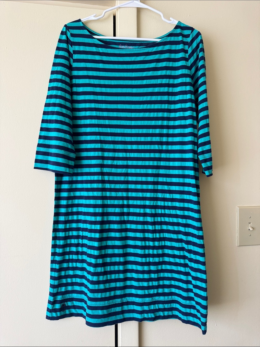 Lilly Pulitzer Teal and Navy Striped Midi Dress